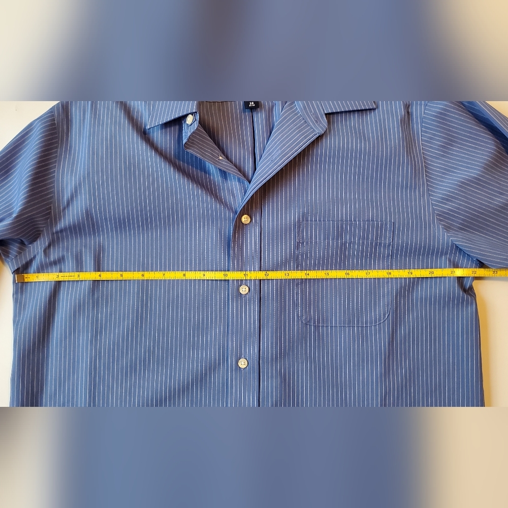 Stafford Performance dress shirt blue strip men's classic fit 16 32-33